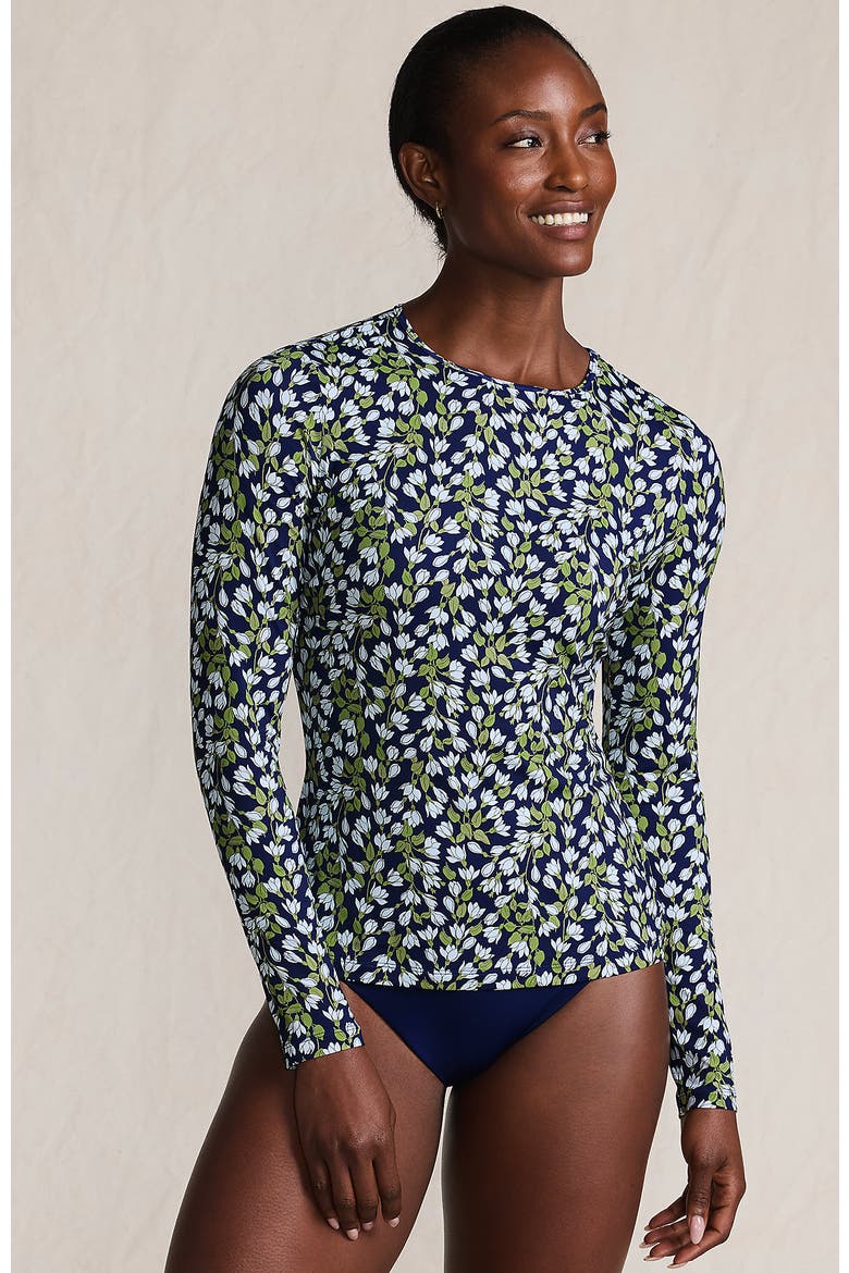 SunShade UPF 50 Long Sleeve Relaxed Rash Guard, Alternate, color, Deep Sea/Blue Floral Tropic
