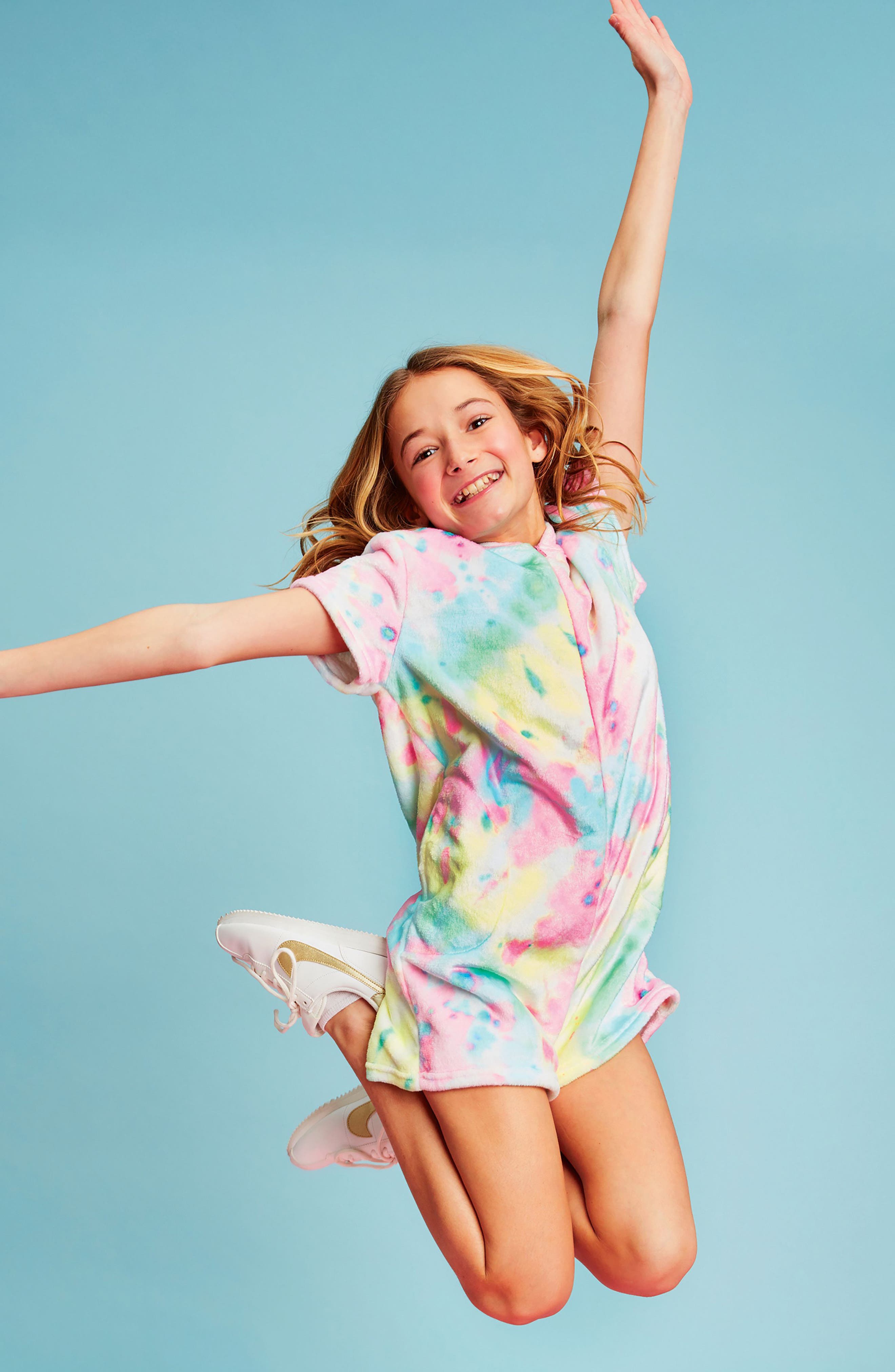 Iscream Kids' Swirl Tie Dye Plush Romper | Nordstromrack