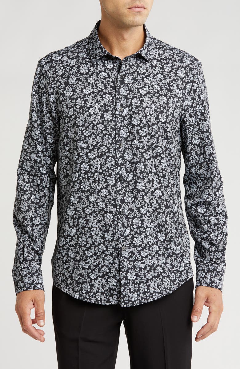 Perry Ellis Vine Floral Button-Up Shirt, Main, color, 