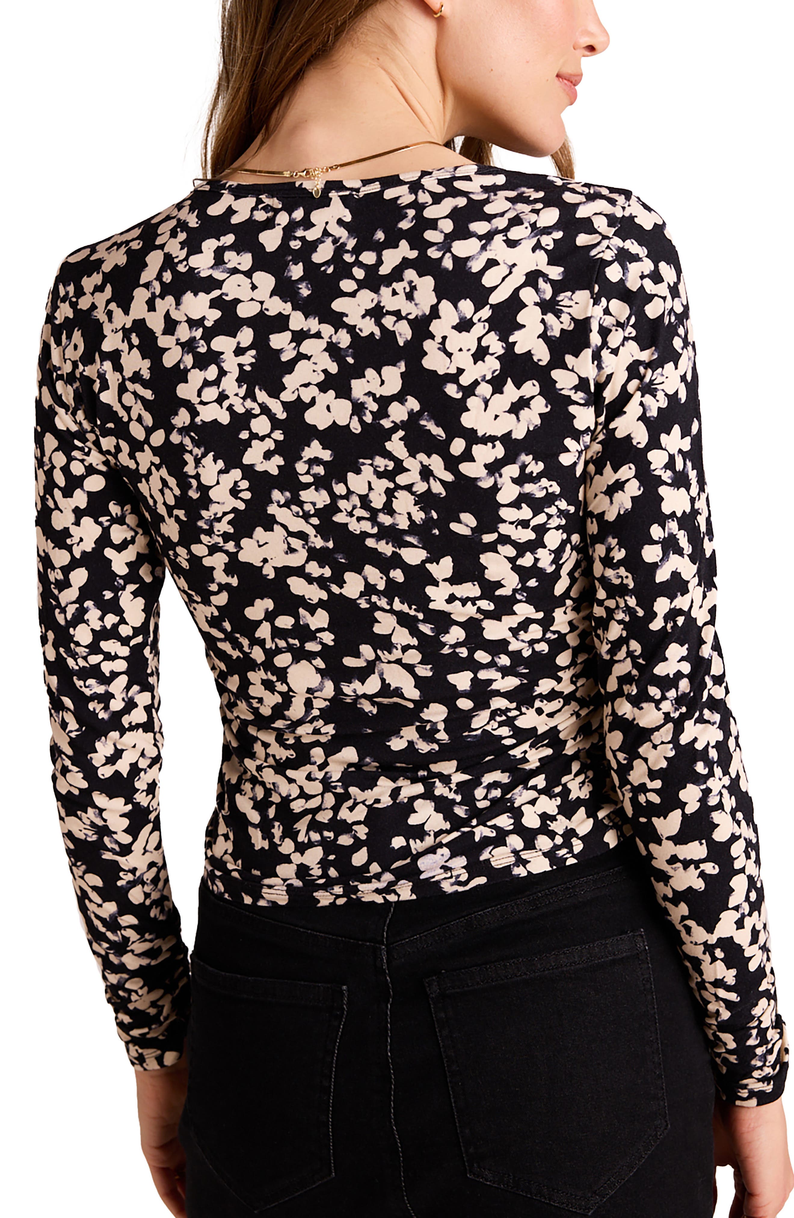 Bella Dahl Floral Side Ruched Knit Top (Women) | Nordstromrack