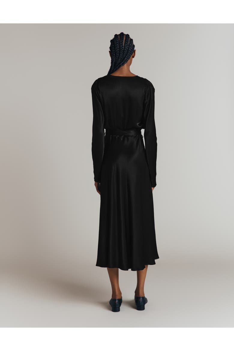 Meryl Satin Midi Dress, Alternate, color, Black