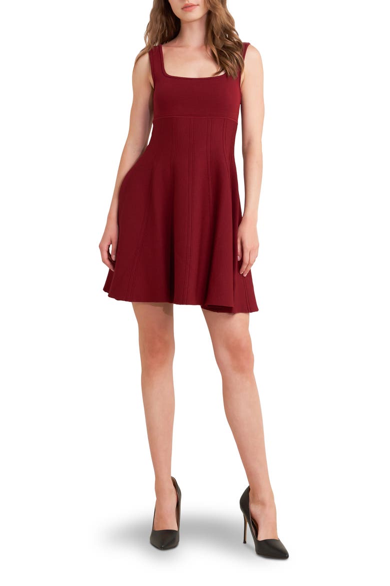 Knit Skater Minidress, Main, color, BURGUNDY
