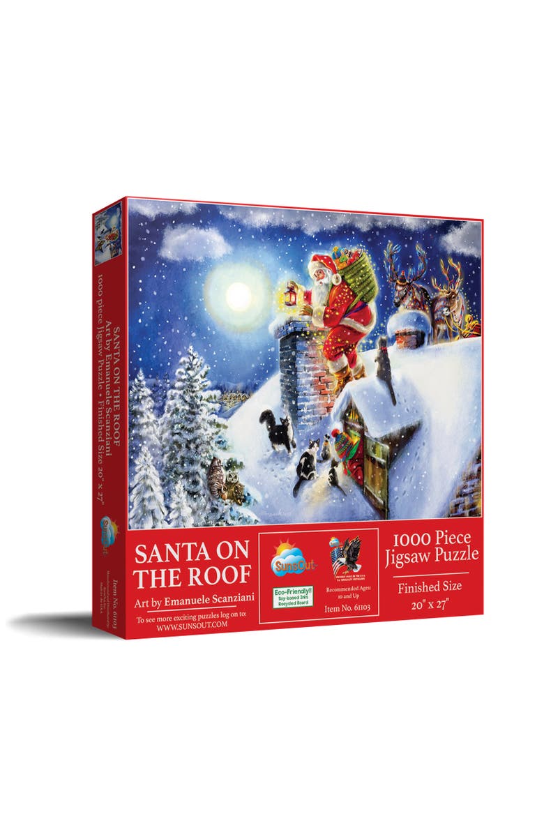 Santa on the Roof 1000 piece Jigsaw Puzzle for Adults, Main, color, Multicolor