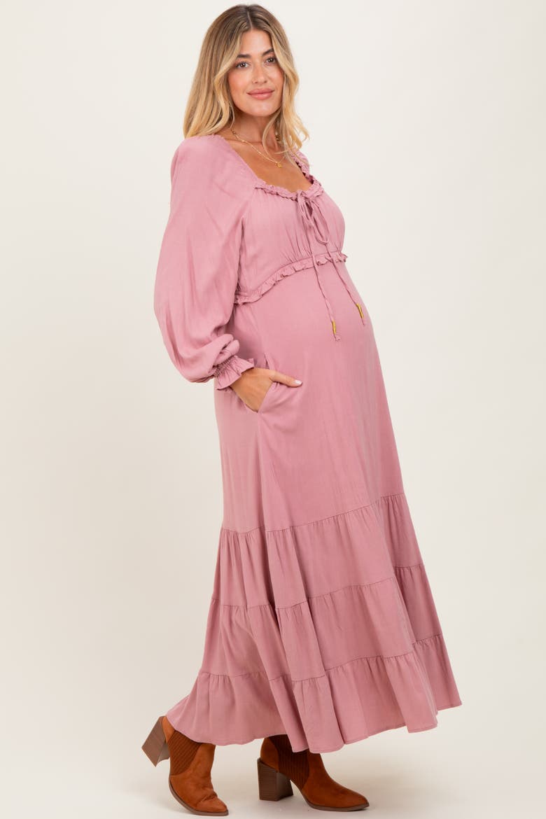 Ruffled Fit And Flare Maxi Dress, Alternate, color, Mauve