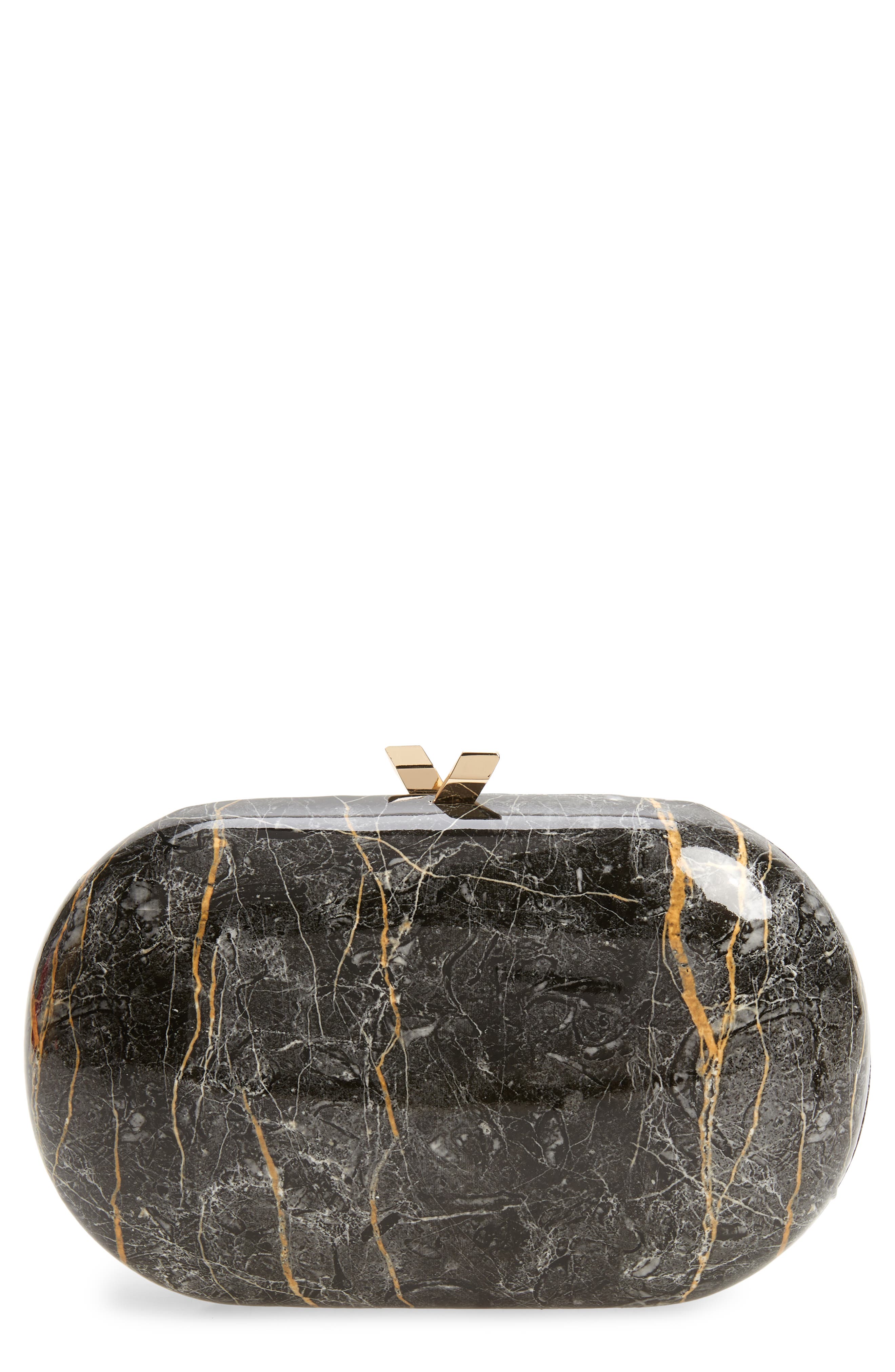 Olga Berg Marbled Oval Clutch, Main, color, 