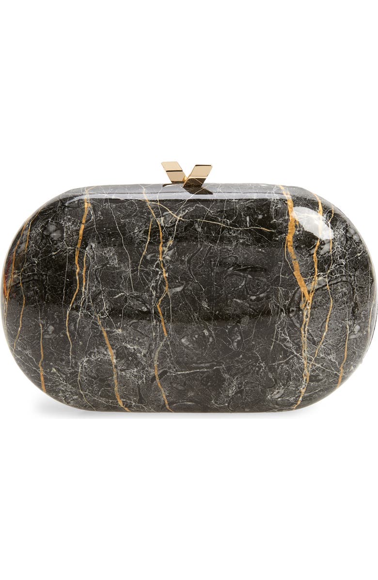 Olga Berg Marbled Oval Clutch, Main, color,