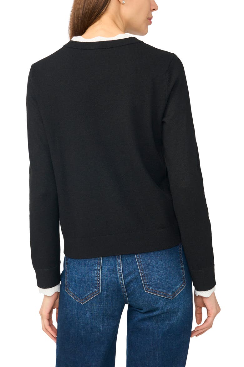 Crewneck Cardigan, Alternate, color, RICH BLACK