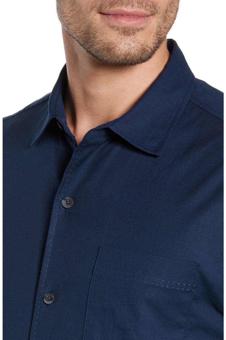 Catalina Stretch Silk Blend Camp Shirt, Alternate, color, NAVY