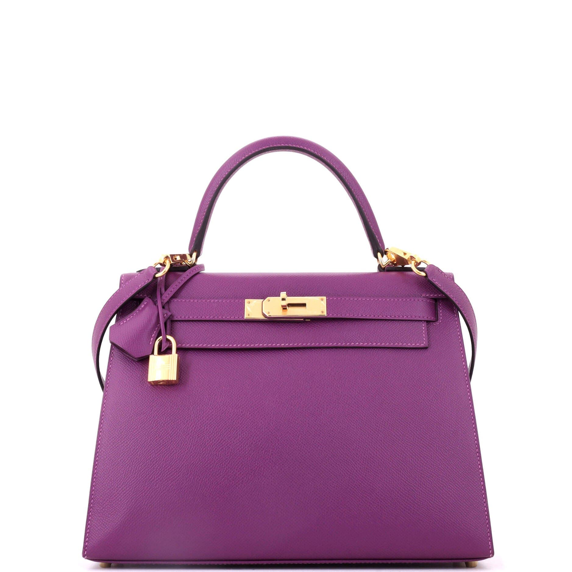 Kelly Handbag Purple Epsom with Gold Hardware 28, Main, color, Red