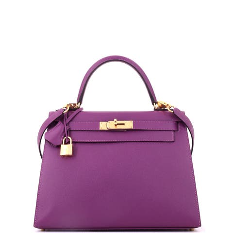 Kelly Handbag Purple Epsom with Gold Hardware 28