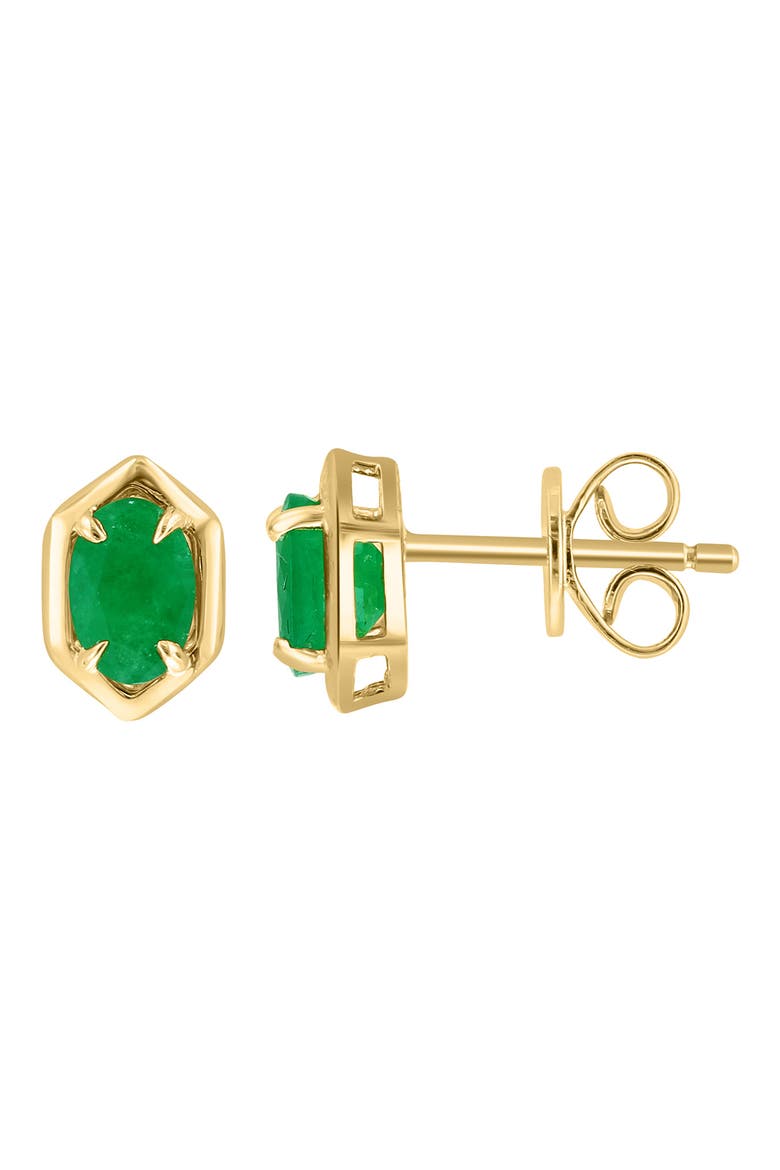 Oval Emerald Stud Earrings, Main, color, GREEN