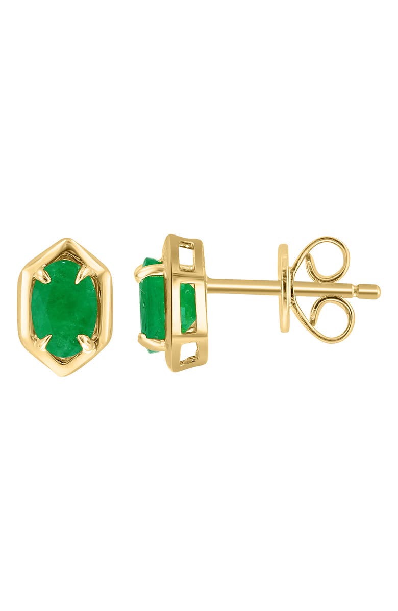 EFFY Oval Emerald Stud Earrings, Main, color, Green