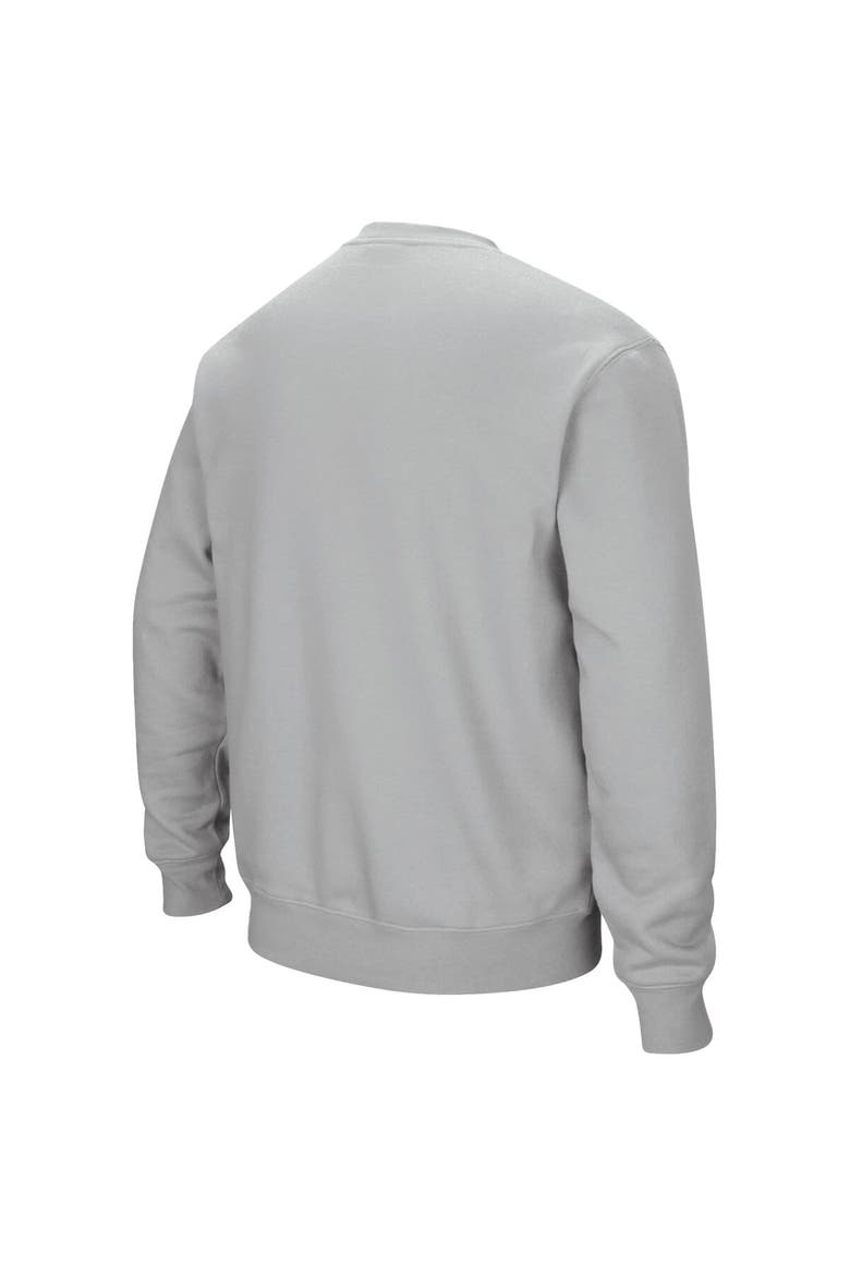 Men's Colosseum Gray Harvard Crimson Team Arch & Logo Tackle Twill Pullover Sweatshirt, Alternate, color, Gray
