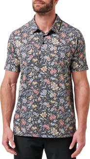 TravisMathew Red Featherweight Day Floral Piqué Polo