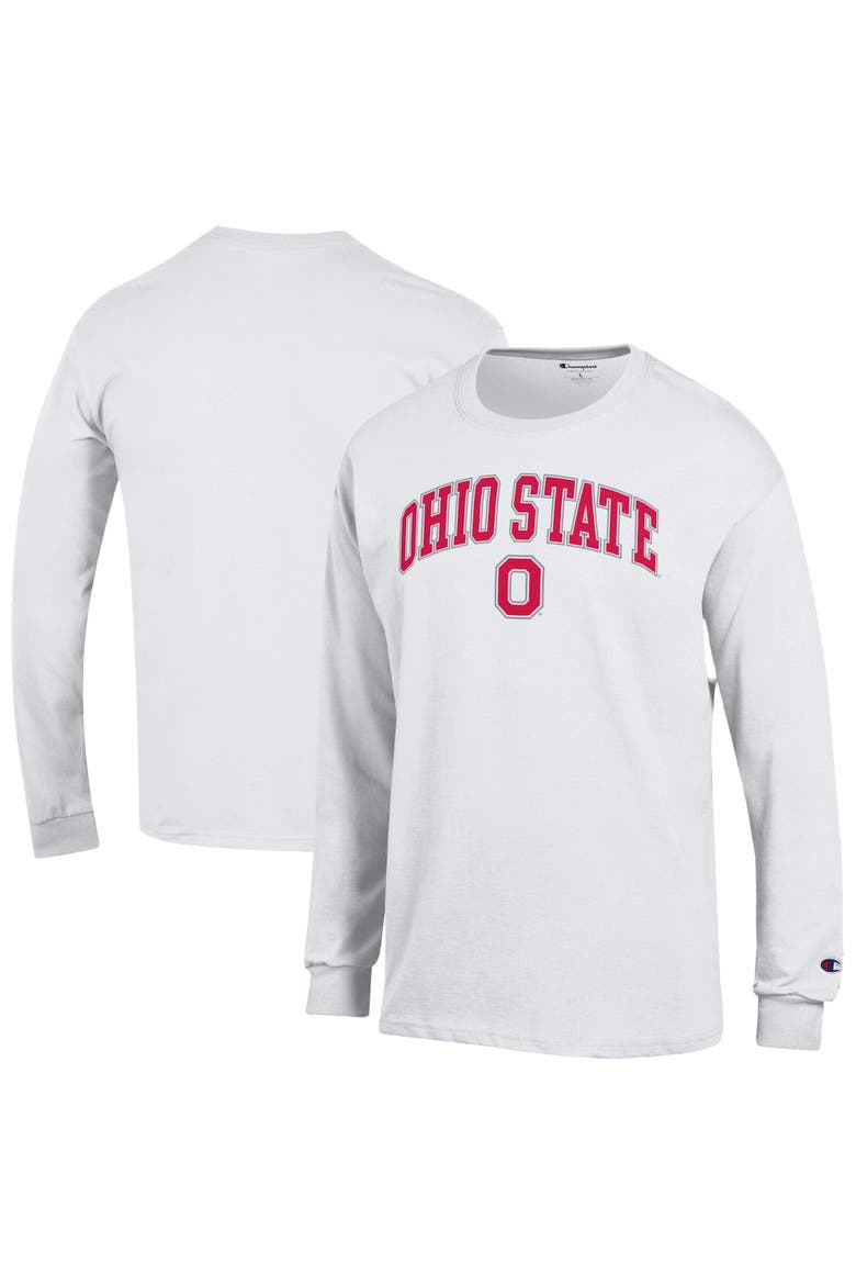 Men's Champion  White Ohio State Buckeyes Arch Over Logo Long Sleeve T-Shirt, Main, color, White