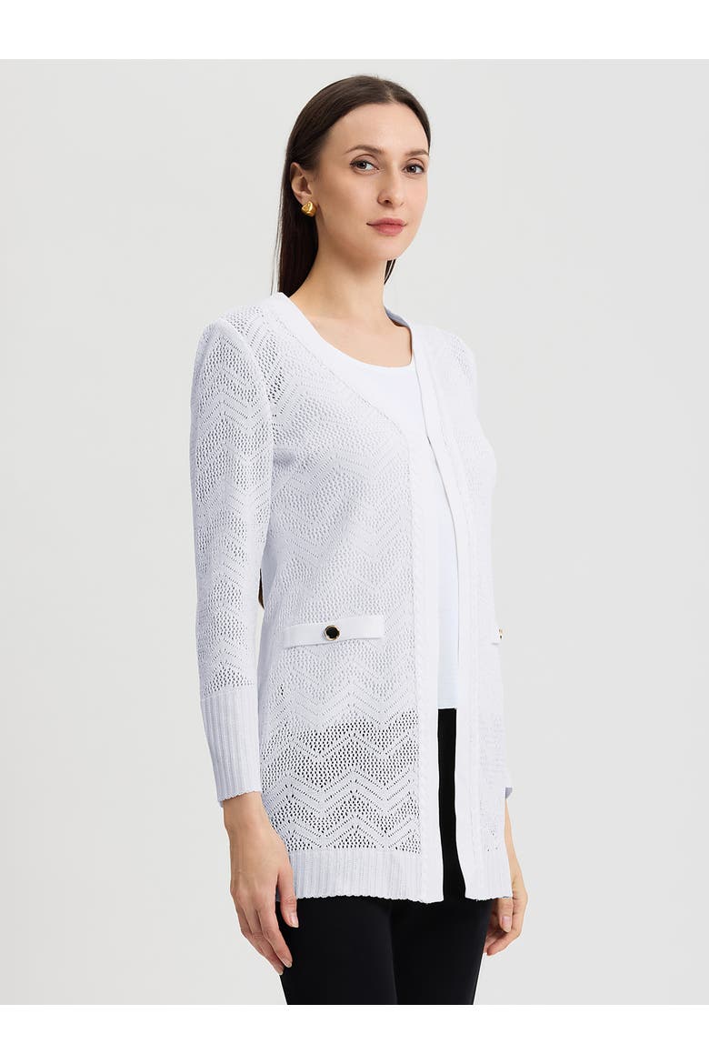 Heritage Pointelle Braided Trim Knit Cardigan, Alternate, color, New Ivory