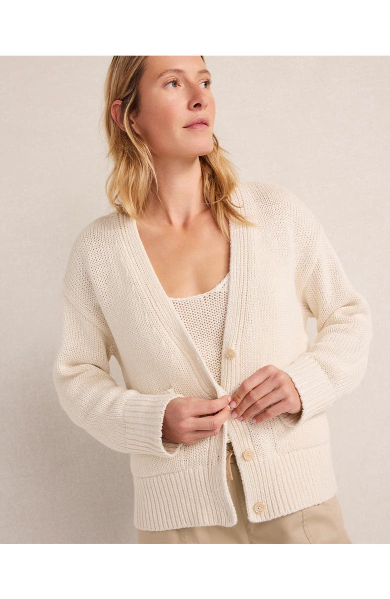 Haven Well Within Cotton Linen Plaited V-Neck Cardigan, Main, color, Sandstone/Ivory