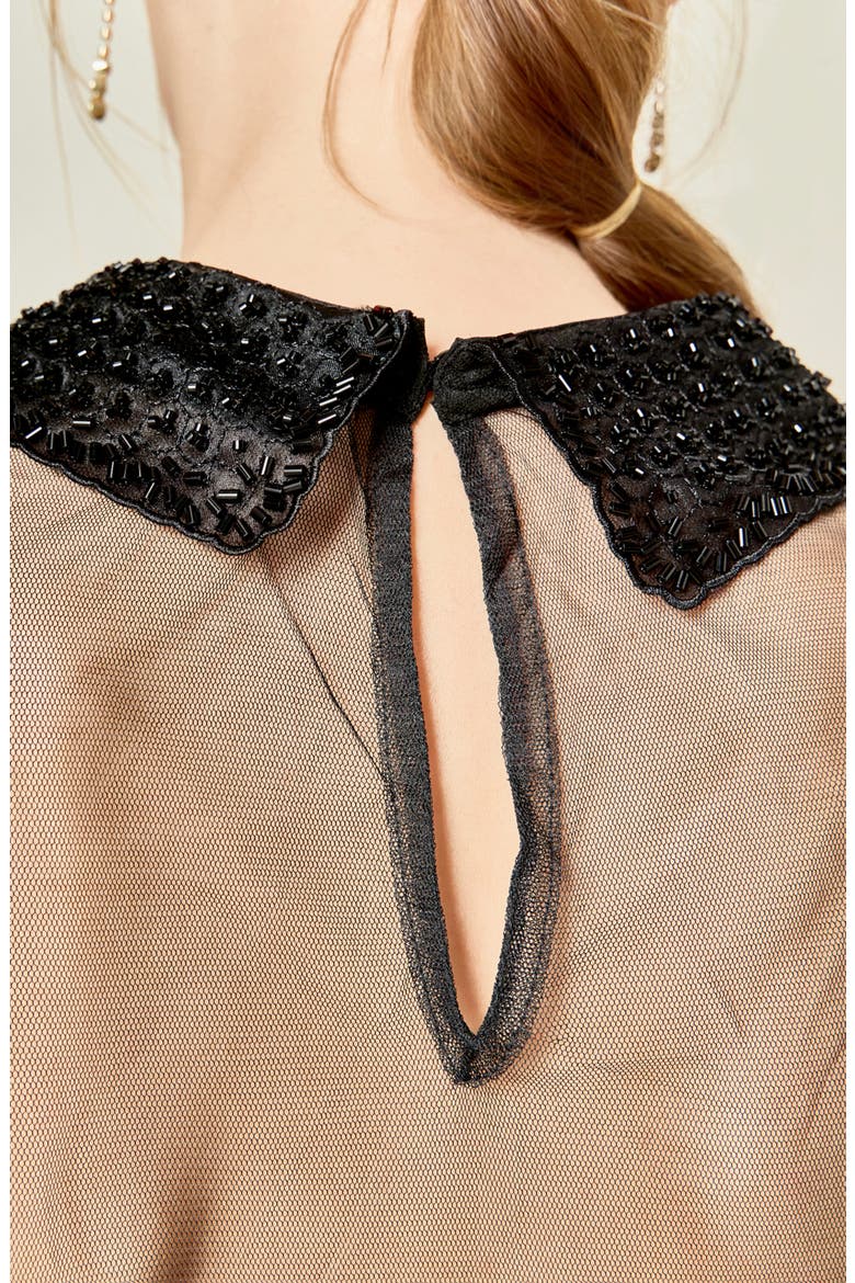 See Through Beaded Top, Alternate, color, BLACK