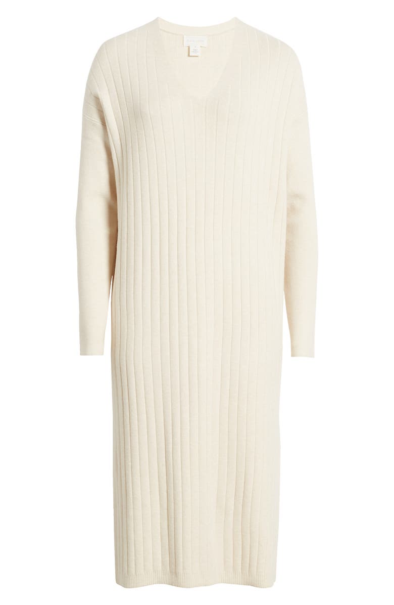 Caslon<sup>®</sup> Long Sleeve Rib Sweater Dress, Alternate, color, Beige Oatmeal Light Heather