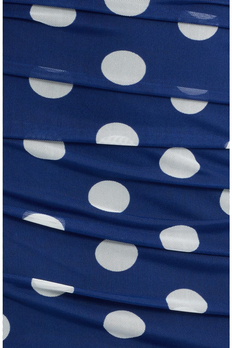 Rosario Polka Dot One-Shoulder Mesh Maxi Dress, Alternate, color, BLUE MOON