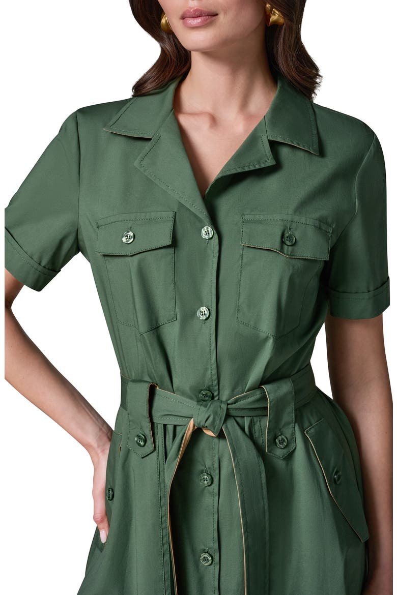 Short Sleeve Stretch Cotton Shirtdress, Alternate, color, VERDE/ FAWN