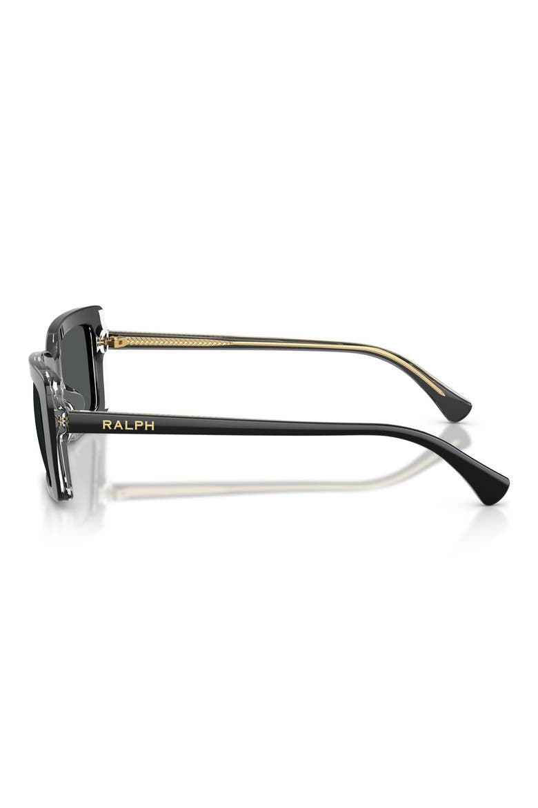 56mm Rectangular Sunglasses, Alternate, color, SHINY BLACK ON TRANSPARENT