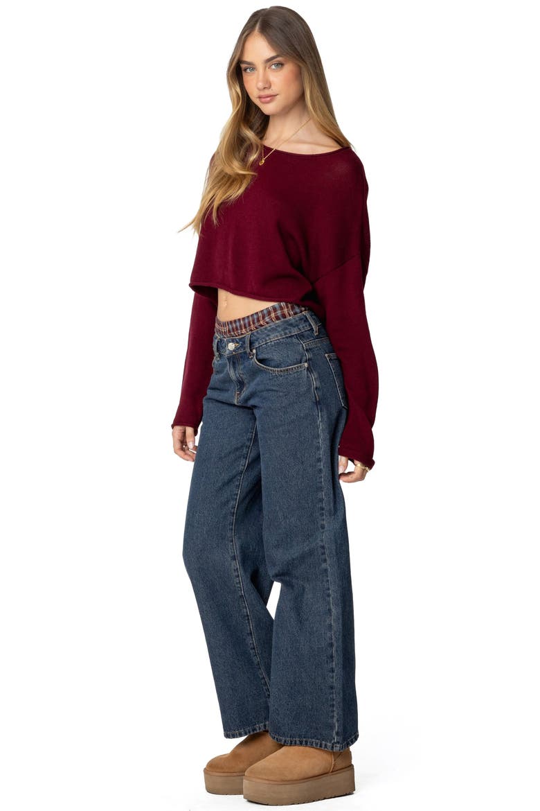 Shyrah Oversize Crop Sweater, Alternate, color, BURGUNDY
