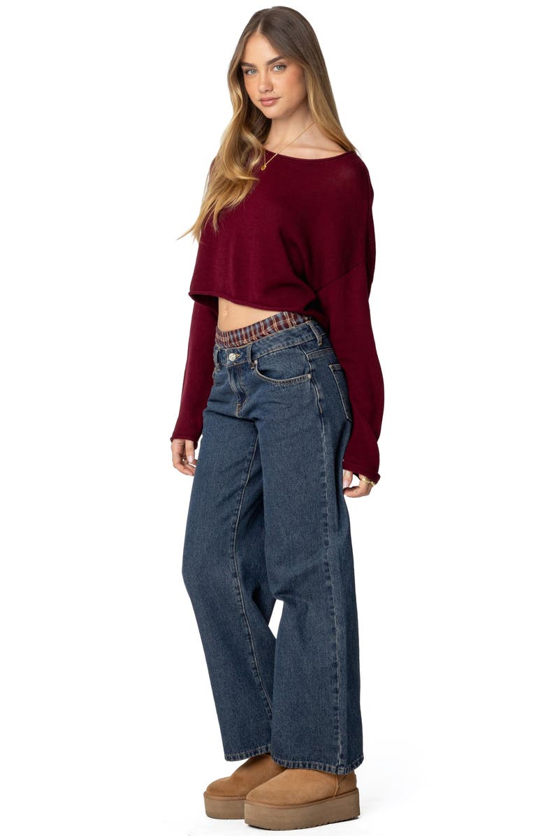EDIKTED Shyrah Oversize Crop Sweater, Alternate, color, Burgundy