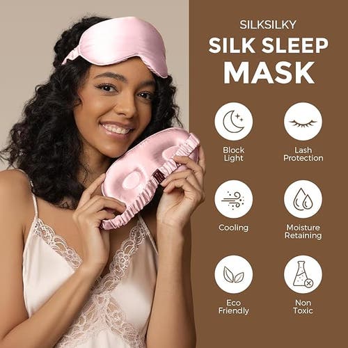 Silksilky 1 Pc 22momme Mulberry Silk 3d Contoured Blackout Eye Mask With Elastic Band In Pink