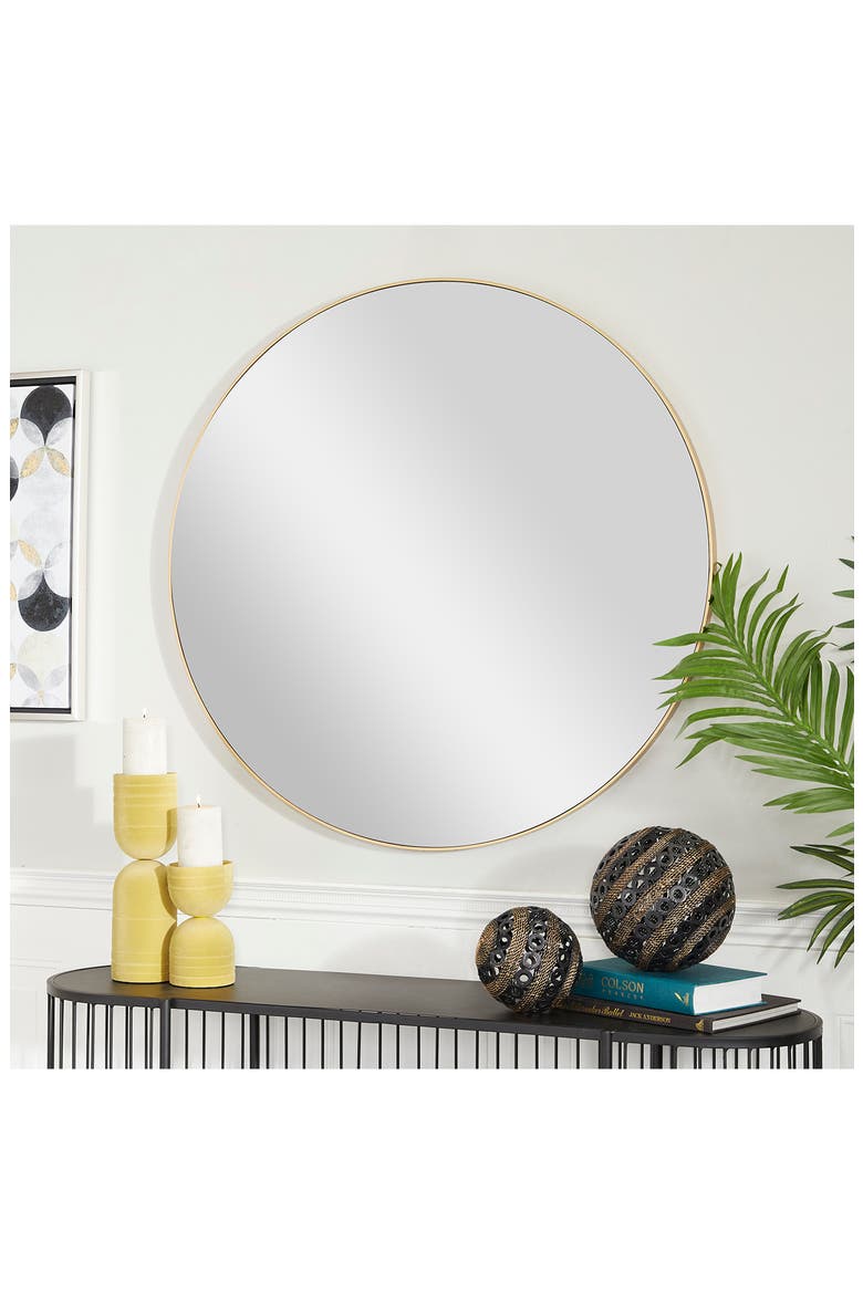 Gold Wood Wall Mirror with Thin Frame, Alternate, color, GOLD
