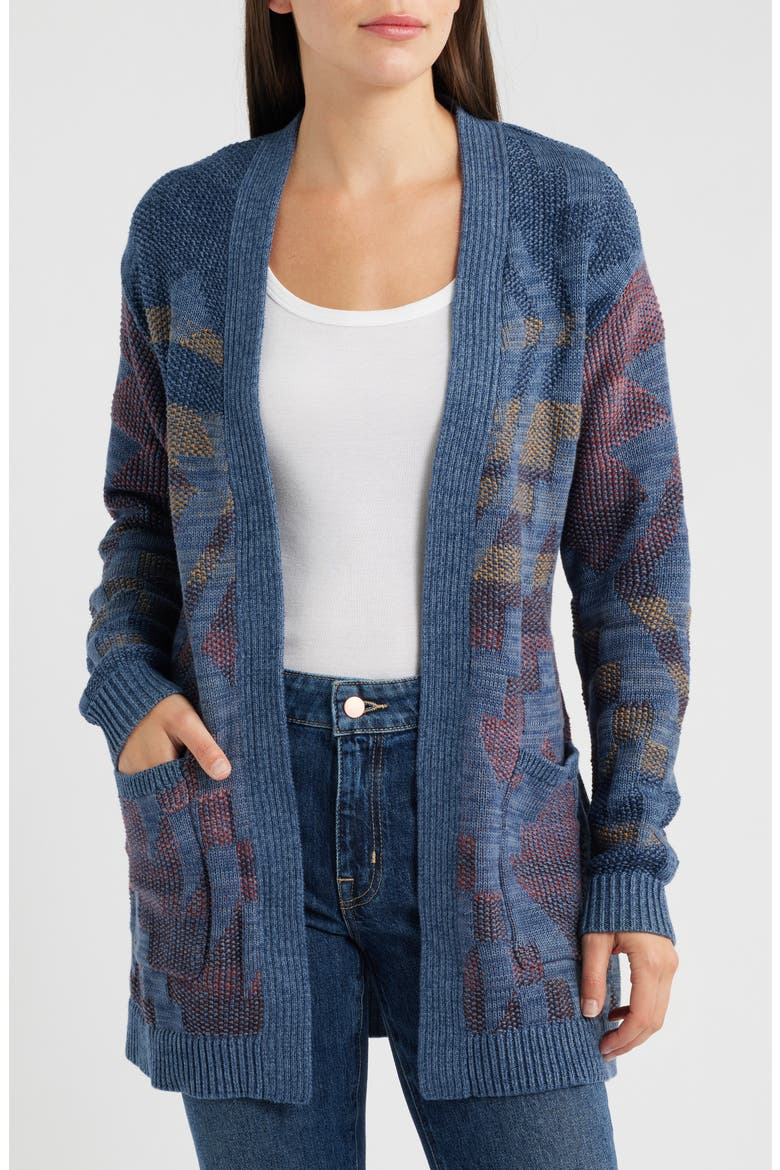 Cheyenne Jacquard Cotton Wrap Cardigan, Alternate, color, BLUE MIX