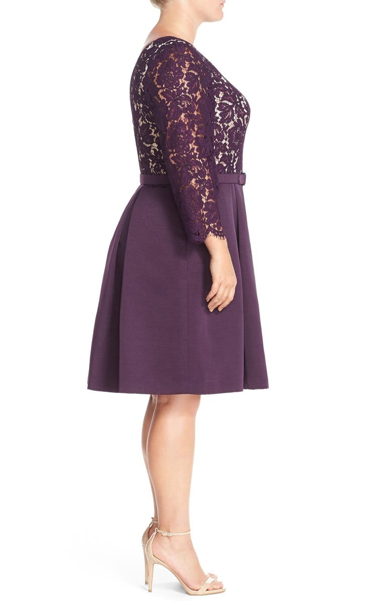 Eliza J Lace Bodice Fit & Flare Dress, Alternate, color, 