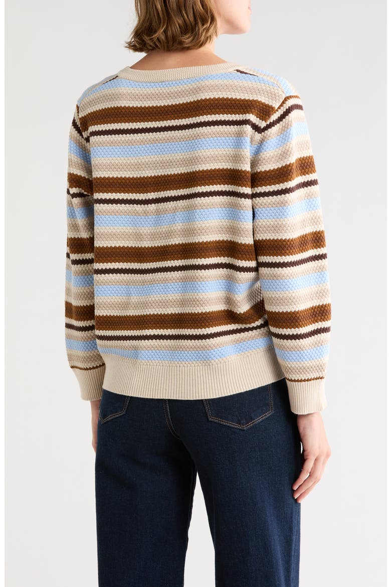 Striped Button Cardigan, Alternate, color, BROWN/ CLASSIC BLUE COMBO