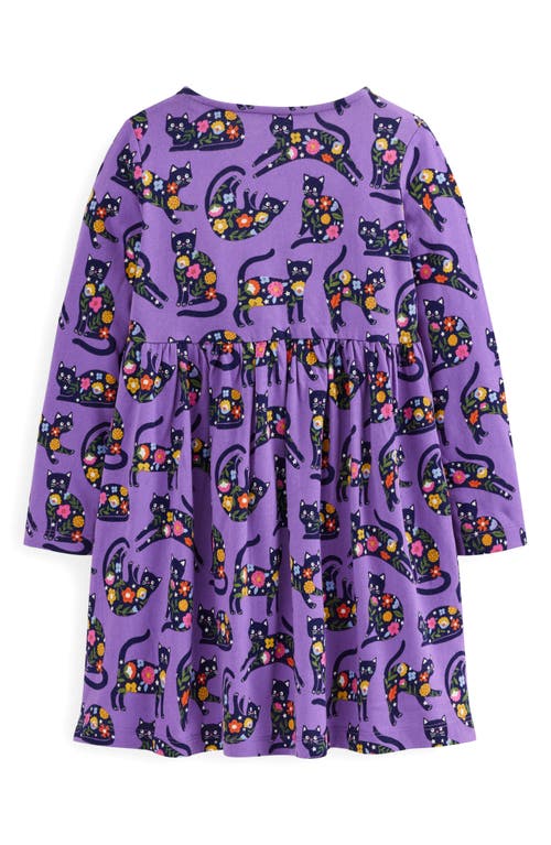 Mini Boden Kids' Long Sleeve Heart Pocket Cotton Jersey Dress In Blue