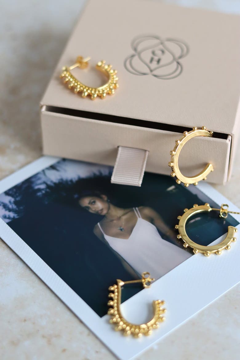 Aida Hoop Earrings, Alternate, color, Brass