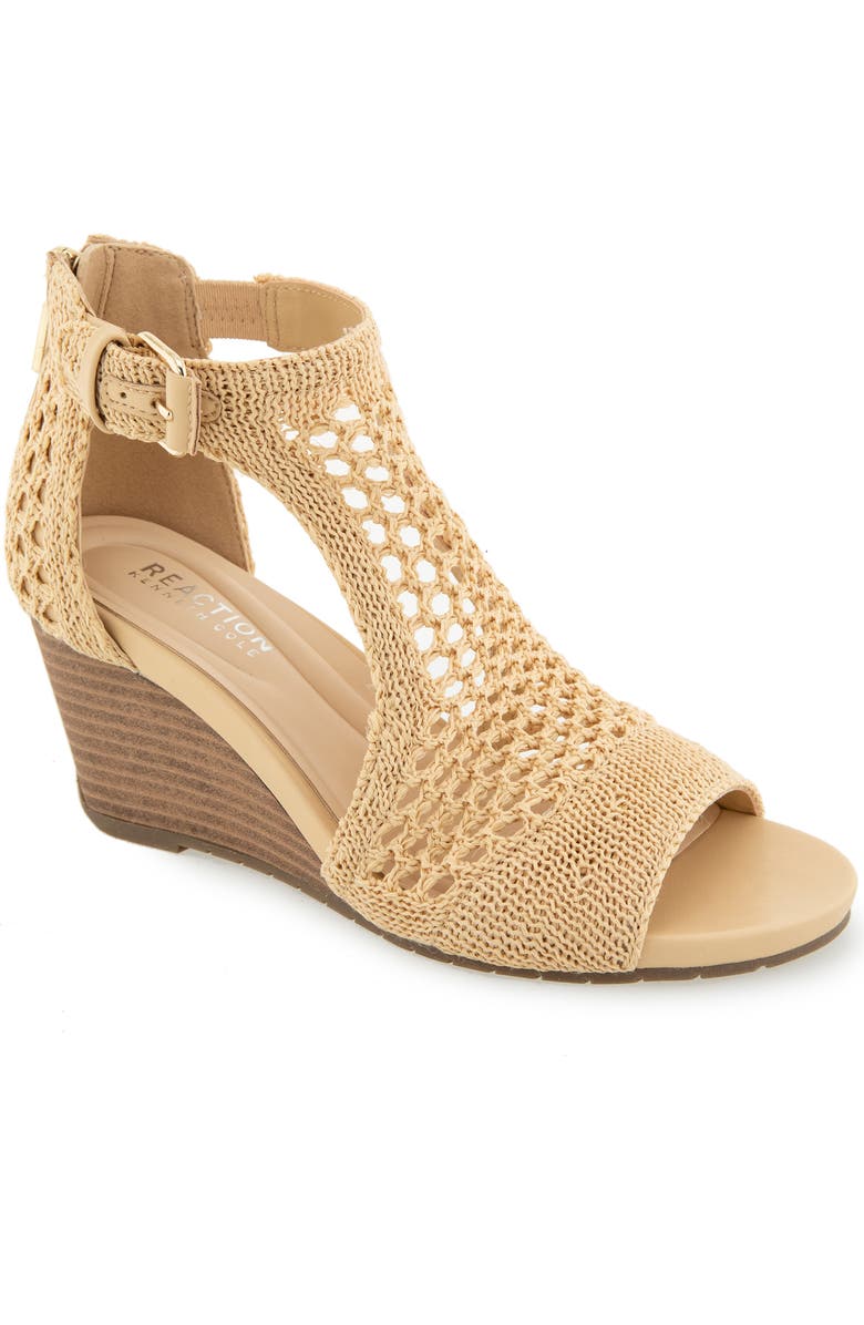 Reaction Kenneth Cole Gracie Wedge Sandal, Main, color, Natural Raffia