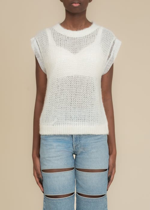 Contessa Mills Laissez Soft Alpaca Lace-layered Sweater Vest In Gray