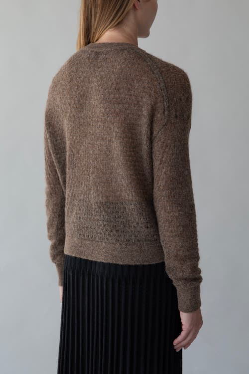 Sskein Lacey Pointelle Pullover In Brown