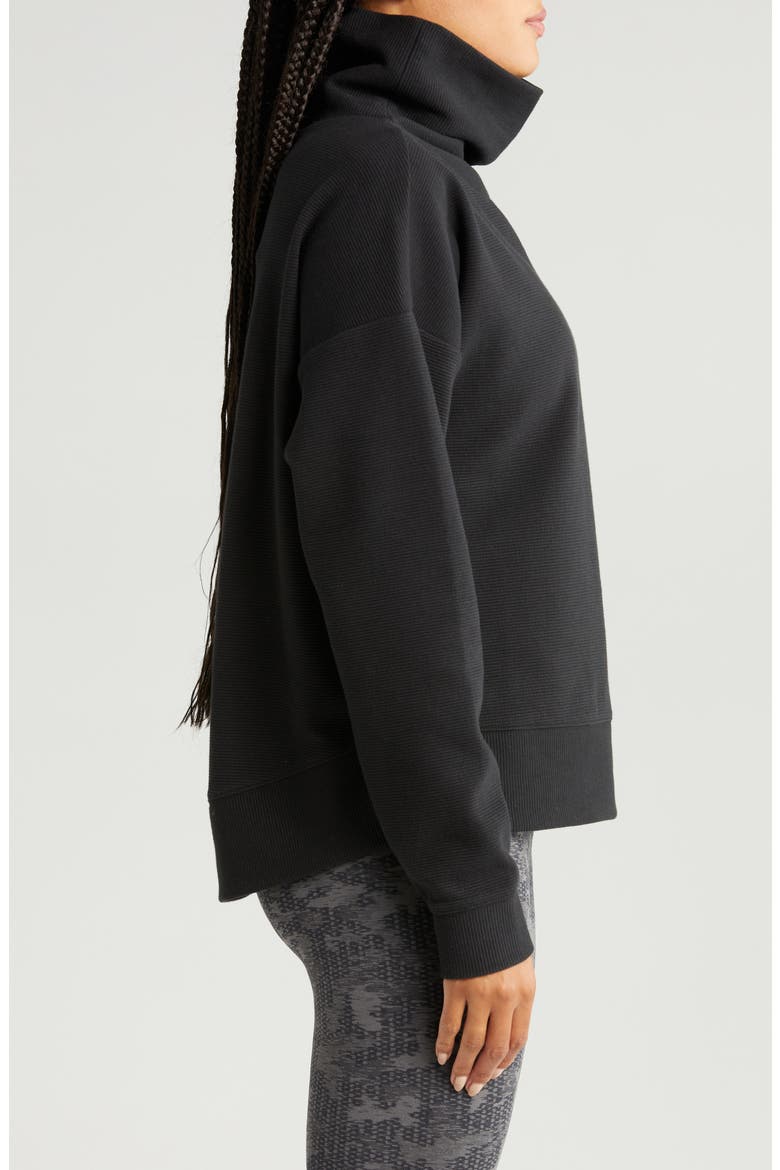 Downtown Ottoman Turtleneck Sweatshirt, Alternate, color, BLACK