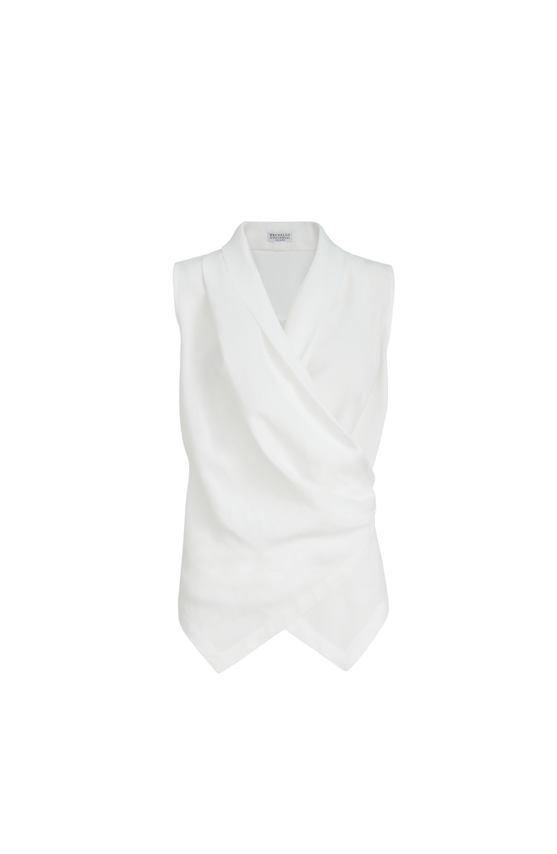 Brunello Cucinelli Fluid twill vest with monili, Main, color, White