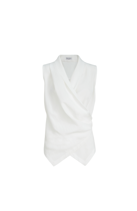 Fluid twill vest with monili