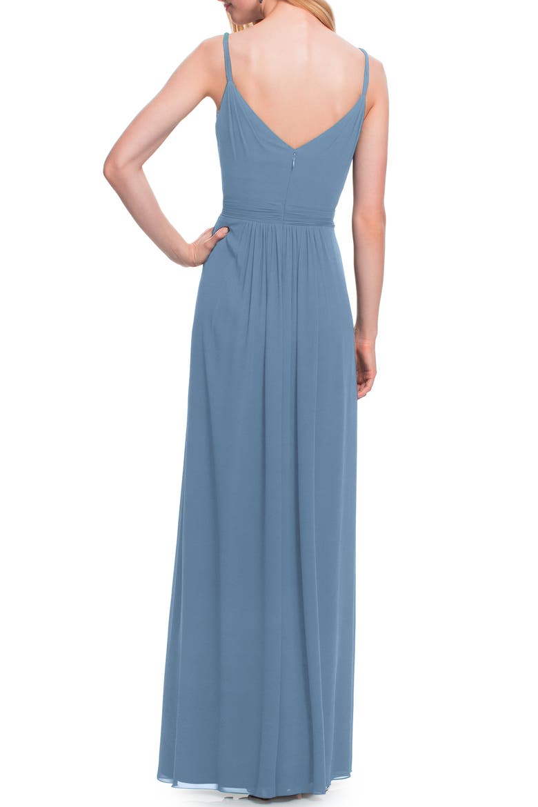 Surplice Neck Chiffon A-Line Gown, Alternate, color, SLATE