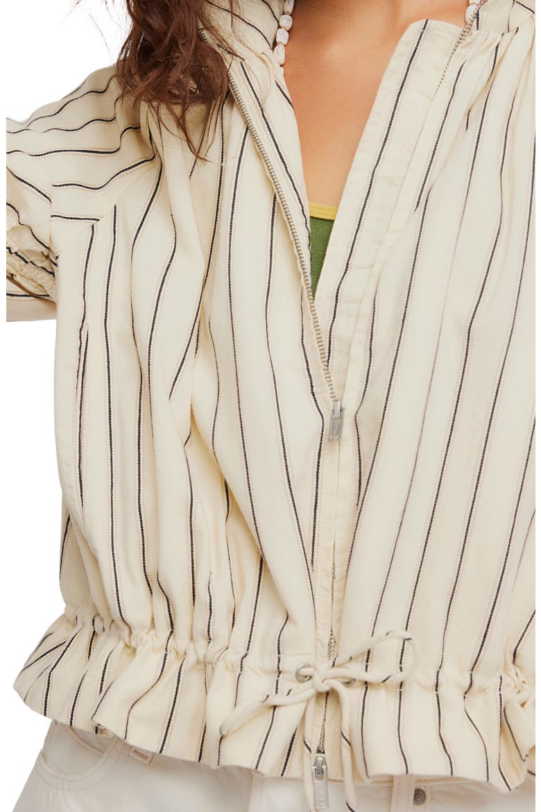 Devon Stripe Ruffle Hem Jacket, Alternate, color, IVORY COMBO