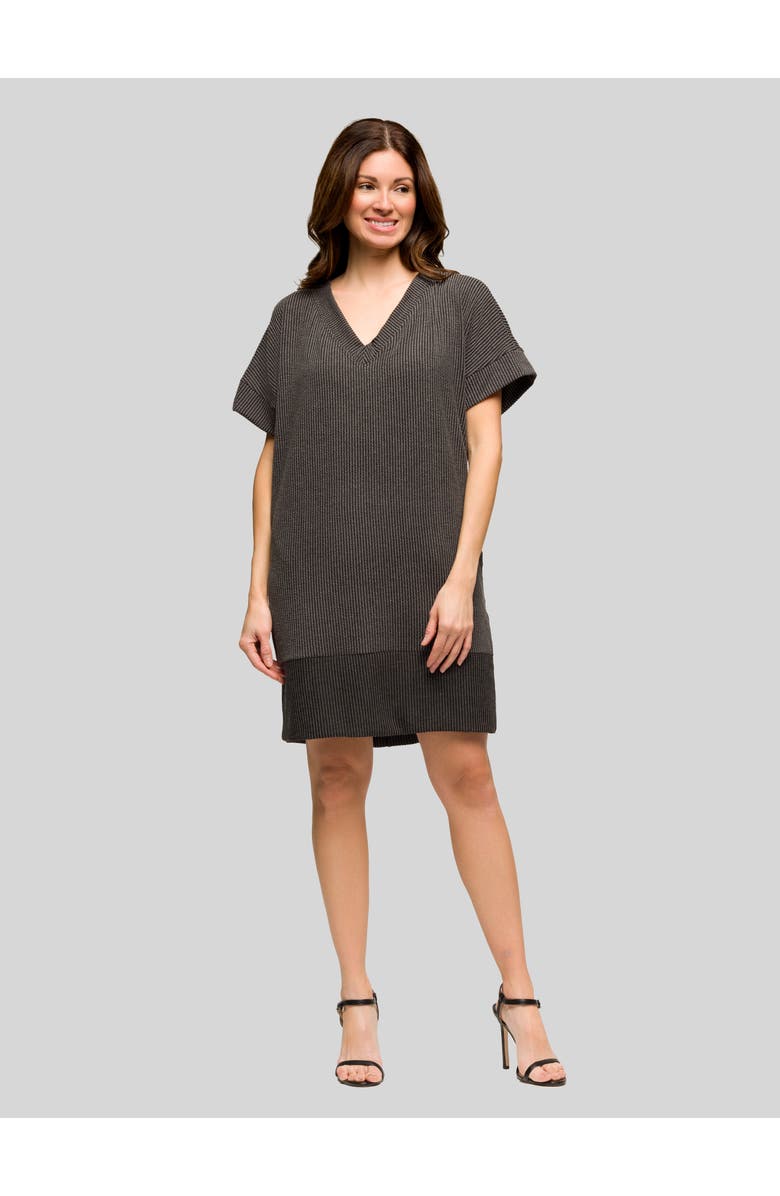 24seven Comfort Apparel Maternity V-Neck T-Shirt Dress, Main, color, Black