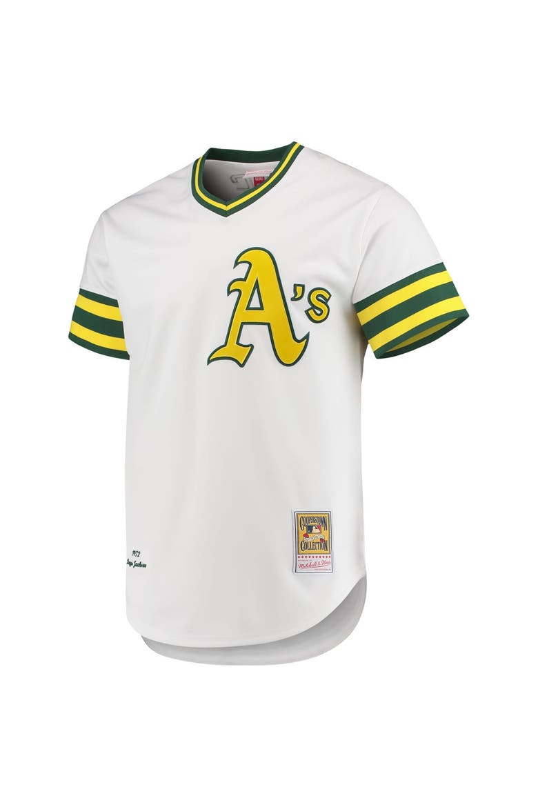 Men's Mitchell & Ness Reggie Jackson White Oakland Athletics 1972 Cooperstown Collection Authentic Jersey, Alternate, color, White