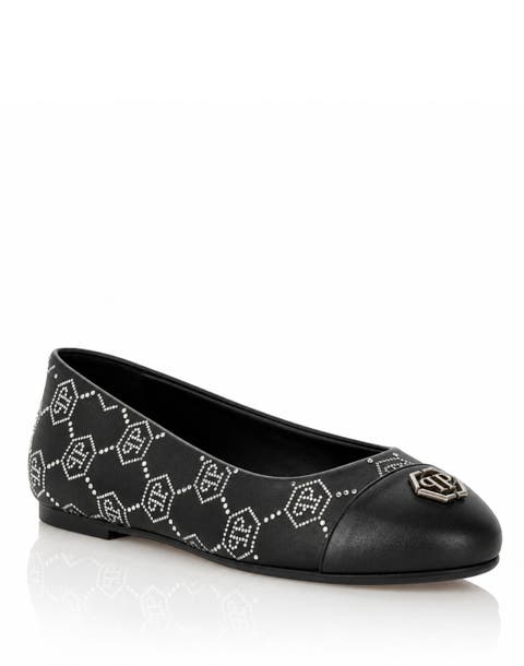 Nappa Leather Ballerina Flats Monogram Strass Women