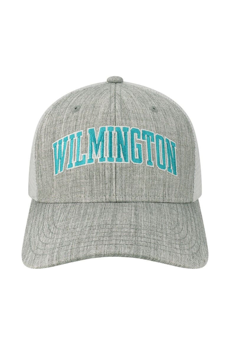 Men's Heather Gray/White UNC Wilmington Seahawks Arch Trucker Snapback Hat, Alternate, color, Heather Gray