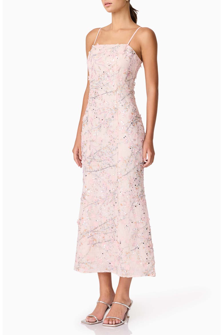 Regina Floral Sequin Sleeveless Trumpet Gown, Alternate, color, PINK