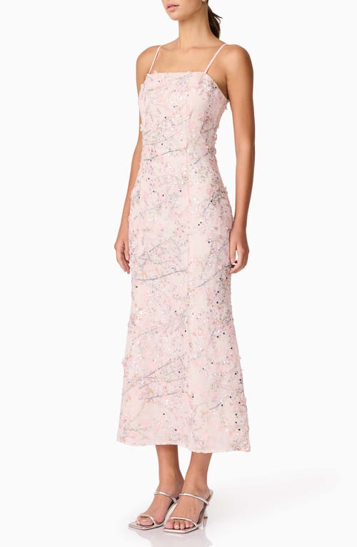 Elliatt Regina Floral Sequin Sleeveless Trumpet Gown In Pink
