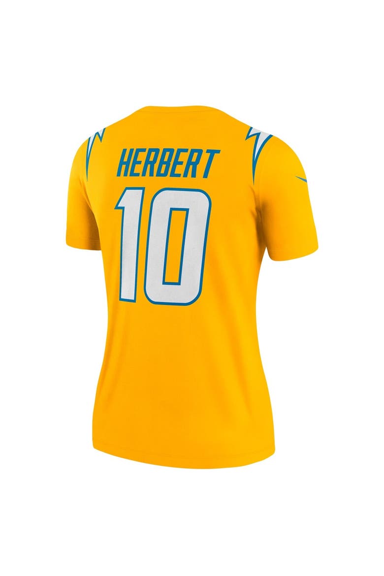 Women's Nike Justin Herbert Gold Los Angeles Chargers Alternate Charger Power Legend Player Performance Top, Alternate, color, Gold